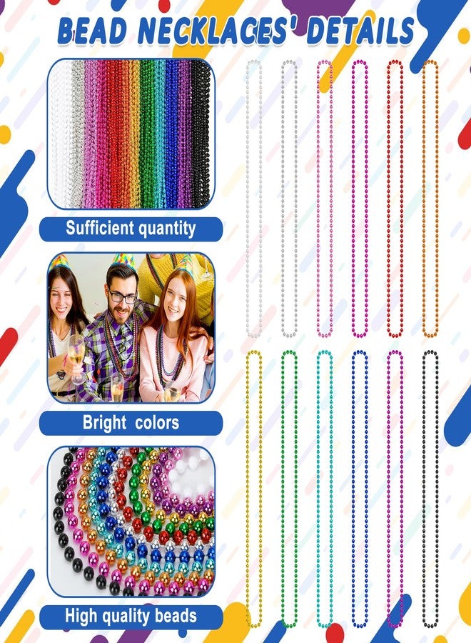 Huskein 300 PCS Mardi Gras Beads Necklaces, 33 IN Bead Necklace, Colorful Mardi Gras Accessories, Parade Party Beads Bulk for Christmas Pirate Wedding Birthday Party Favors Supplies - Image 2